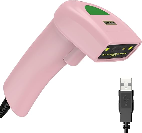 Symcode USB 1D Barcode Scanner Handheld Wired CCD Laser Barcode Reader Scanner Support Screen Scanner UPC Barcode Scanner for Warehouse Library Supermarket POS