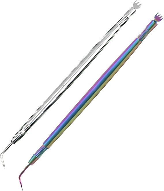 2 Pcs Eyelash Lift Perm Tool 2-in-1 Stainless Steel Lash Separator and Professional Lash Lift Rods for Eyelash Tinting and Curling Extensions