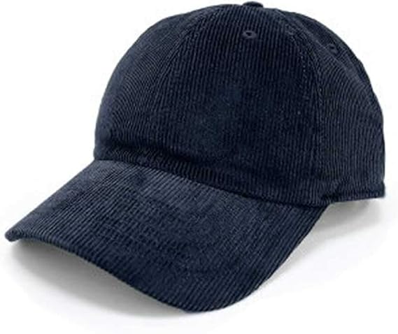 Newhattan Solid Corduroy 100% Cotton Vintage Unisex Baseball Adjustable Polo Trucker Cap Hat (Navy)