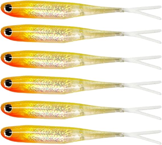 Lunkerhunt Bento Bait Fishing Lure (6 Pieces)| Each 3-Inch Golden Shiner Color | Life-Like Saltwater and Freshwater Fish Baits, Award Winning with Soft Body for Bass Trout Fishing