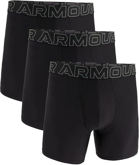 Under Armour Performance Tech Solid 6" Boxer Briefs - Black - Size: Large