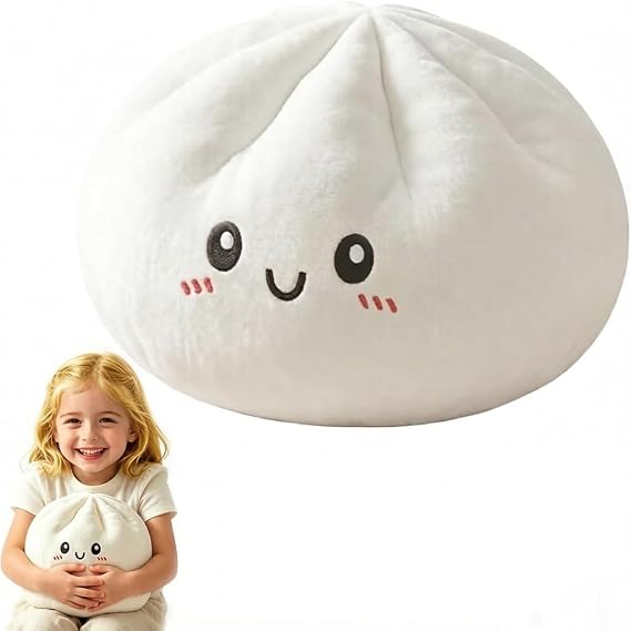 Giant Dumpling Steamed Bun Plush Pillow Kids Adults Home Decor Gift (White)
