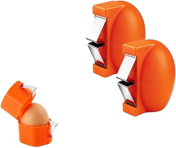 2 Pieces Egg Shell Opener,2026 New Stainless Steel Egg Shell Cutter,Multifunctional Egg Cracker Opener Tool,Egg Peeler for Raw & Hard-Boiled Eggs, Cooking,Baking Tool (2, Vibrant Orange)