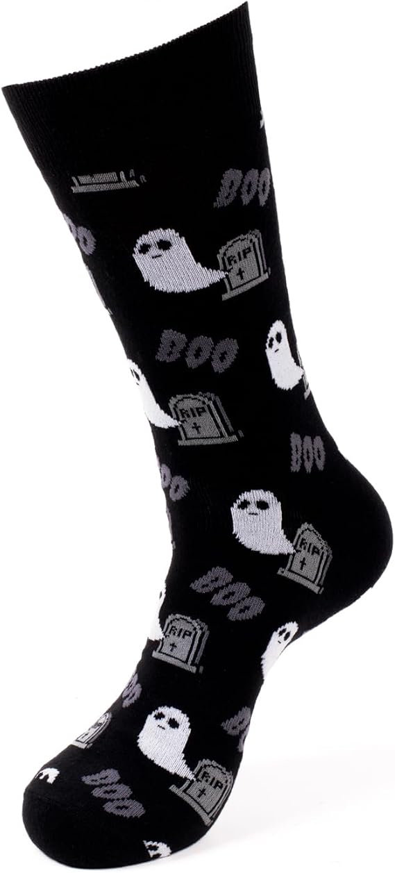 Parquet Halloween Crew Socks for Men and Women - Witches Skeletons Skulls and Jack o lanterns