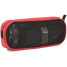 Universal Electronics Accessories Travel Organizer - Zipper Mesh Adapter Case for Laptop, Notebook, Tablet, Power, Mouse, Cord, USB Accessories - Red