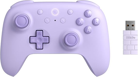 8BitDo Ultimate 2C Wireless Controller for Windows PC and Android, 1000Hz polling rate, Hall effect joystick and Hall trigger, Purple with removable L4/R4 bumper