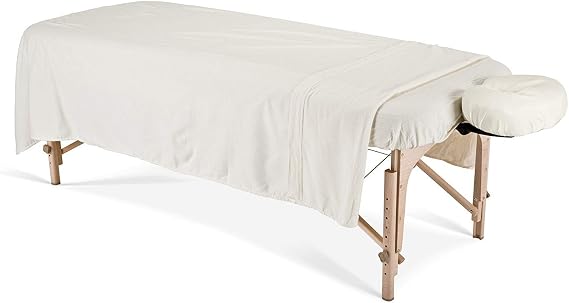 EARTHLITE Flannel Massage Table Sheet Set Commercial Grade, Soft, Double-Napped 3-Piece Set (Top, Fitted, Face Pillow Cover)