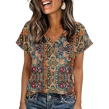 Zeagoo Womens Summer Tops Rolled Short Sleeve V Neck Shirts Casual Dressy Business Work Blouses Outfits