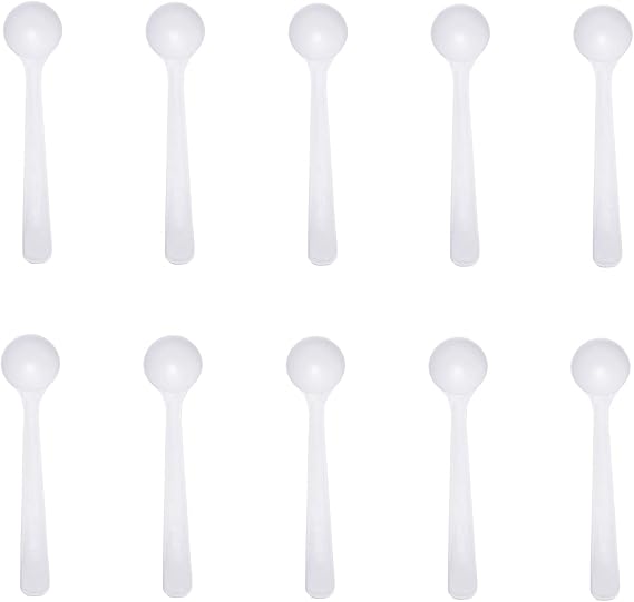 10-Piece Food Grade Long Handle Nontoxic Reusable Plastic Measuring Spoon Coffee Teaspoon Milk Powder Spoon Kitchen Spoons (1 g Measuring)