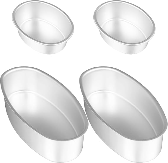 Llanera Leche Flan Molder Filipino,Leche Flan Molder,4 Pack 2 Size Traditional Filipino Leche Flan Mold,Non-Stick Aluminum Oval Baking Pan For Authentic Filipino Desserts