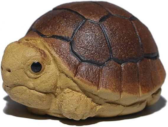 Miniature Purple Clay Tea Pet Set, Ceramic Animal Figurines, Kung Fu Tea Set Acessories for Tabletop Ornaments, Home Office Decoration, Spotted Cat, Turtle and Red Horse Design (Turtle)