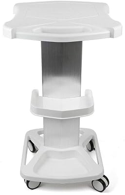 Salon Trolley Special Cart, Aluminum Alloy Mobile Stand Assembled for Ultrasonic Cavitation RF Machines Salon Spa Beauty Tattoo Cart Rolling Trolley Hair Instrument Storage Tray White