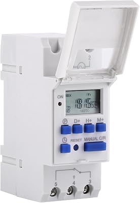 Yosoo Health Gear DIN Rail Digital Programmable Timer Relay Switch, 110V, 16A, 8 Settings, LCD Display