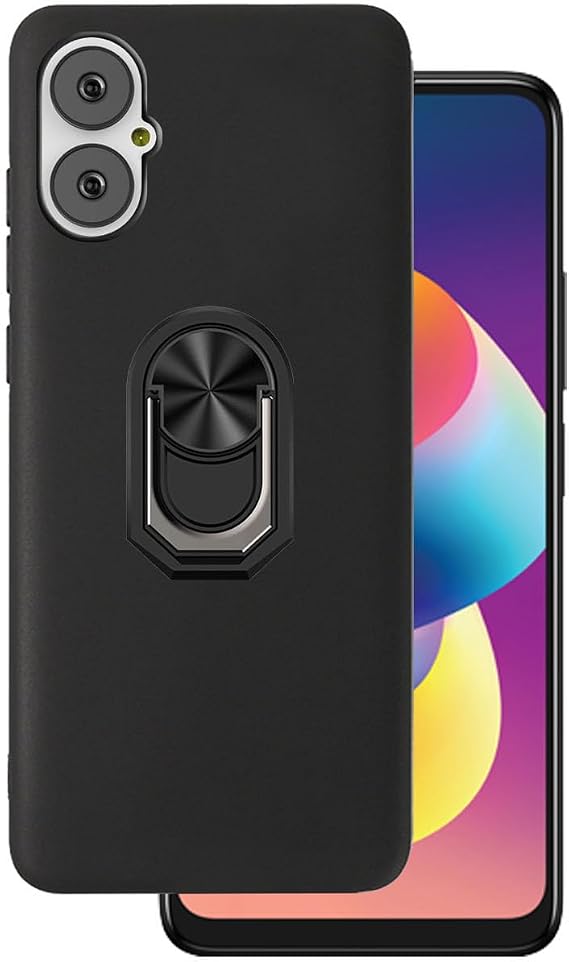 for BLU G64 Case Compatible for Pinwheel Genesis 3 Phone Case Cover 360 Ring Shockproof Soft TPU Rubber Slim with Kickstand [Magnetic Car Mount] -Black