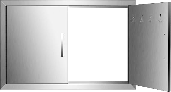 BBQ Access Door 39W x 26H Inch, Stainless Steel Double Doors, Weatherproof Outdoor Kitchen Doors for Island and Cabinet