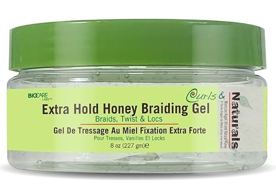 Curls & Naturals Extra Hold Honey Braiding Gel for Braids, Twists and Locs - 8 oz Frizz Control