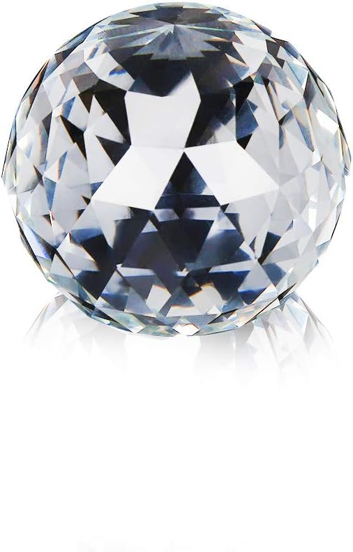 HEEPDD Clear Cut Crystal Glass Ball, 6080mm Translucent Faceted Gazing Ball Clear Cut Crystal Sphere Prisms Glass Ball Suncatcher Home Hotel Decor Hardware Fittings80MM3.15in