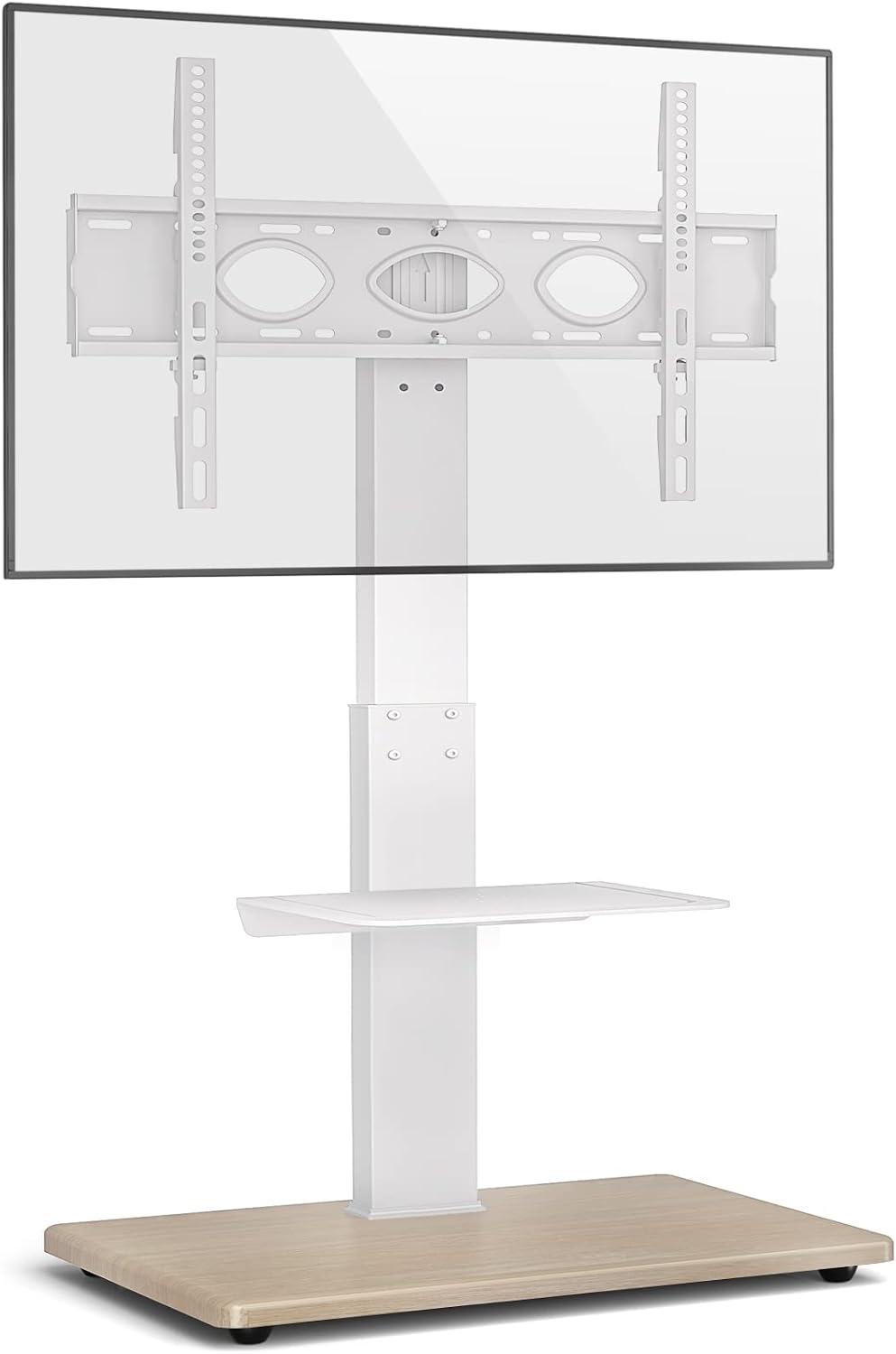 5Rcom TV Stand with Mount, Height Adjustable TV Floor Stand with Shelf & Sturdy Wood Base for 37-75 inch TVs, TV Stand for Bedroom
