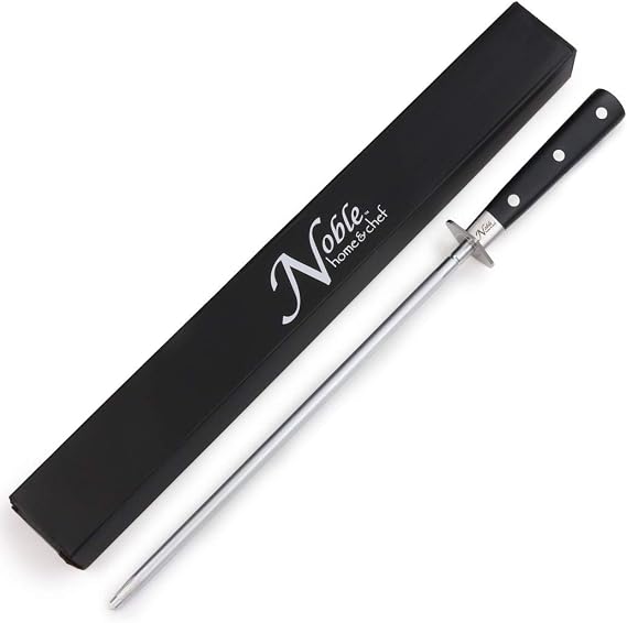 Professional Honing Steel 10, Magnetized for Safety, No Rust, No Cheap Plastic! Nobles Knife Sharpener Has an Oval Handle for a Firm Grip and is Built For Daily Use, Perfect for Chefs!