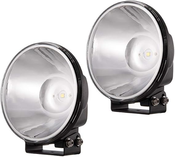 Raycharm Off-Road 7" Round LED Spotight/Headlight for Motorcycle/Truck, 6000K Cool-White Long-Range Spot Beam High Speed Applications, Corrosion Resistant Waterproof, 12V/24V DC, 2-Pack