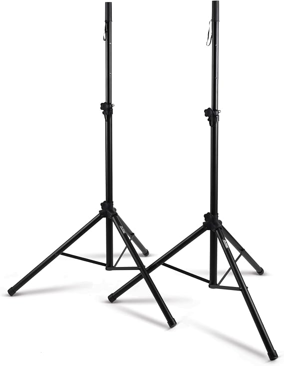 On-Stage SSP7900 All-Aluminum Speaker Stand Pack (Pair of Folding, Portable Stands, Tripod Base, Carry Bag, Height Adjustable, Nonslip Rubber Feet, 1 3/8 Mounting Poles, 1 1/2 Adapters, Black)