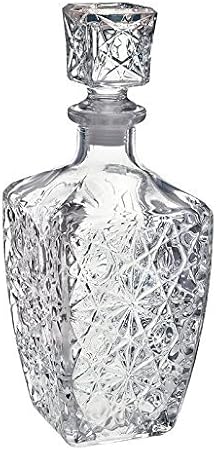 Chefcaptain Liquor Decanter Bottle With Stopper, Lead-Free Glass, Crystal Cut Design, 760ml (26 Oz), Dishwasher Safe, Clear