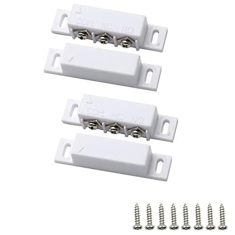 jing Magnetic Reed Switch MC31B NCNO Door Window Alarm, Magneti Door Switch, Contact Sensor, for Home Security and Burglar Alarm Magnetic Reed Switch,Sets of 2