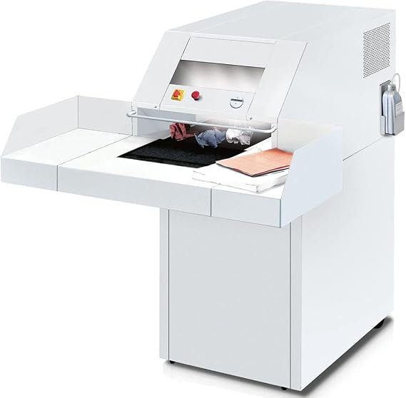 MBM DSH0348 Destroyit 4108 P-3 Cross-Cut High Capacity Paper Shredder, 1/4" x 2" Strip Width, 53 ft./min Shred Speed, 79 Gal. Shred Volume, 65-82 Sheet Capacity, 16 1/8" Feed Opening, 8 Horsepower