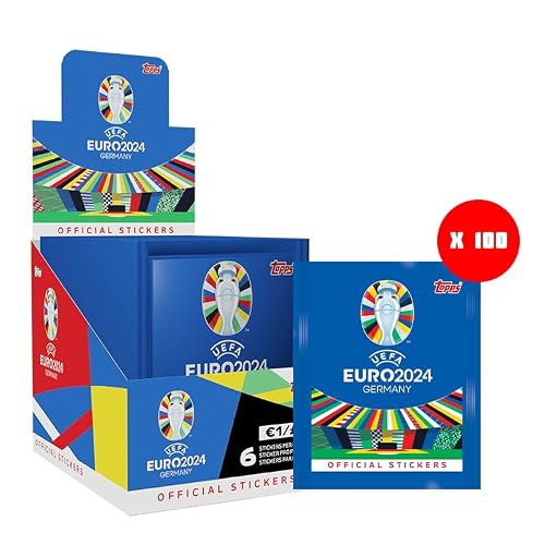 Topps Official Euro 2024 Sticker Collection - Full Box (100 Packages) 6 Stickers per Pack (600 Stickers)