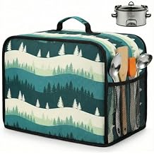 Deosk Large Slow Cooker Cover For 6qt,7qt,8 Quart Slow Cooker, Waterproof Slow Cooker Covers With 2 Side Mesh Pockets and Handle 16" L 14.5" W 9.5"H(Teal Wave)