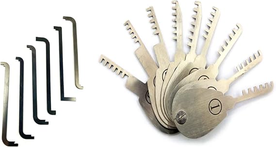 9pcs Comb Lock Pick Tools with 6pcs Tension Wrench Tools,Great Lockpick Kit for Door Lock