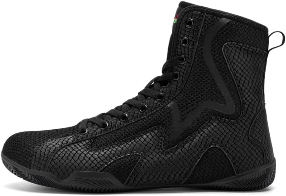 Boxing Training Shoes Men's Lightweight High Support Kickboxing Fighting Boots Breathable Lace Up Boxer Sneakers Wrestling Bodybuilding Sparring Squat Muay