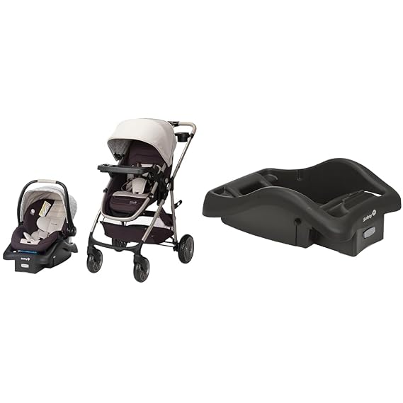 Safety 1st Deluxe Grow and Go Flex 8-in-1 Travel System, Weight Capacity from 4-35 lbs, Dunes Edge & onBoard 35 LT Adjustable Infant Car Seat Base