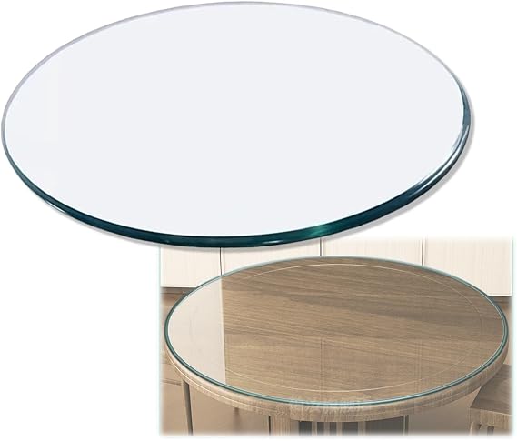 Round Glass Table Top 11in - 24in, Tempered Clear Glass 1/4" Thick Beveled Polished Edge, Replacement Top for Dining, Coffee, Office, Side Table(28cm/11in)