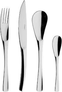Degrenne Luxury French Cutlery Set - 5 Piece Silverware Set, Includes Forks, Spoons & Knife, Stainless Steel Flatware, Dishwasher Safe, Made in France - XY Black