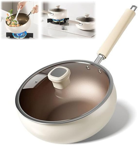 Titanium Alloy Non-stick Pot with Lid, Titanium Hammered Pan Pro, Multi-purpose Deep Saute Pan, Nonstick Frying Pan Skillet for Frying Eggs, Stir-Frying, Stewing,9.45in