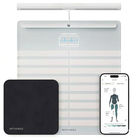 WITHINGS Body Scan + Cleaning Kit - Smart Scale with Segmental Body Composition Analysis, Weighing Scales Body Weight & Vascular Age, Visceral Fat, Heart Rate, iOS/Android, White