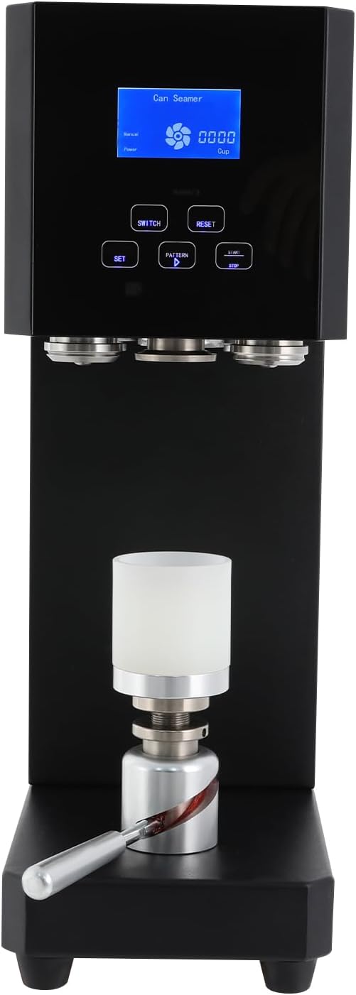 Automatic Can Sealing Machine, 370W Commercial Beverage Sealing Machine with Intelligent Operating Panel, Electric Cup Milk Tea Bottle Sealer Machine For PET Plastic Bottles and Aluminum Caps (Black)