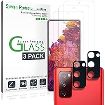 amFilm Tempered Glass Screen Protector and Camera Lens Protector for Samsung Galaxy S20 FE(Fan Edition 5G 2020) 6.5'' with Easy Installation Handles, HD Clear, Anti-Scratch Bubbles-Free (Pack of 3+2)