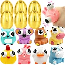 Jumbo 4" Golden Easter Eggs Filled Eye-pop Squishy Toys, 8 Pack Easter Basket Stuffers Surprise Golden Large Easter Egg Hunt Filling Treats for Toddler Teens Boys Girls Easter Party Favor