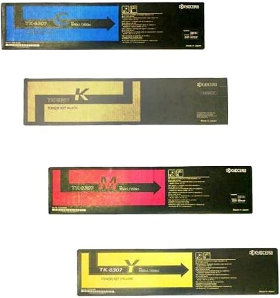 Kyocera TK-8307 4-Pack Color Toner Cartridge Complete Set
