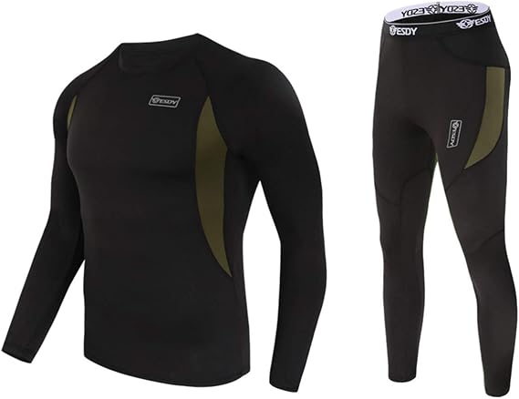 WINDCHASER Thermal Underwear Mens Set Fleece Lined Base Layer | Windproof Fleece Lined Base Layer for Extreme Cold, 4 Way Stretch & Moisture Wicking for Skiing, Cycling, Winter Sports