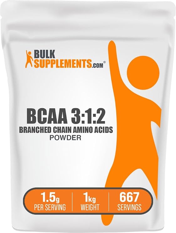 BCAA 3:1:2 Powder - BCAA Supplements, Branched Chain Amino Acids Powder - Unflavored & Gluten Free, 1.5g per Serving, 1kg (2.2 lbs) (Pack of 1)