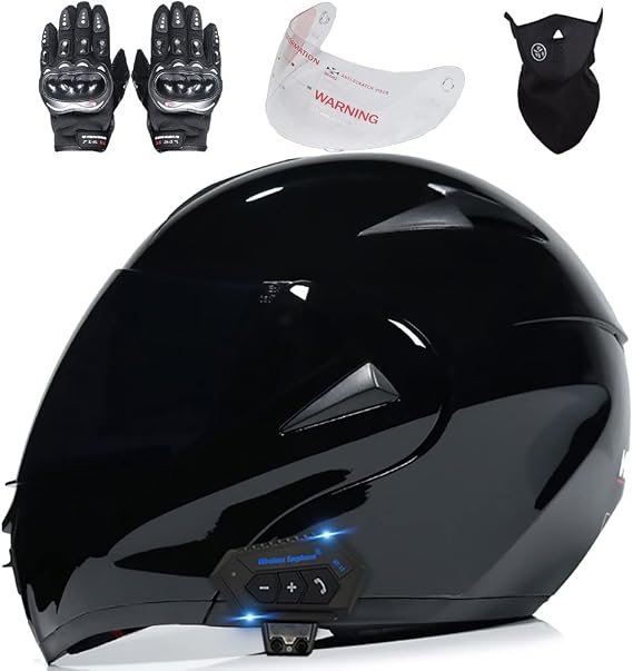 Bluetooth Flip Helmet Dual Sun Motorcycle Helmet Crotch Rocket Helmets for Men Casco para Motocicleta Bluetooth ECE Approved Dual Visor Anti-fog for Adult 55~62cm