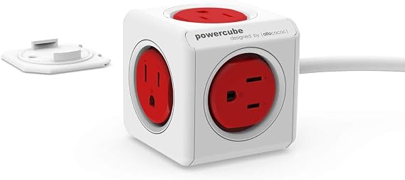PowerCube Extra Extended, 5 Outlet Adapter 10 Ft Extension Cord Power Strip with 5 Outlets 4324/USEXPC by Allocacoc