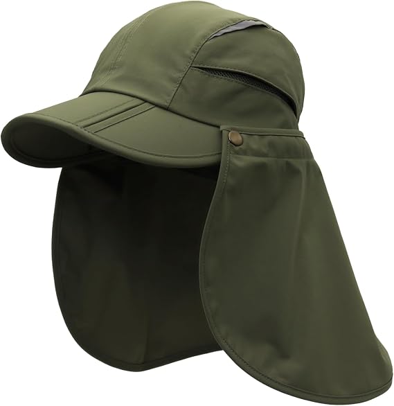 Men Women Safari Fishing Sun Cap with Removable Neck Flap UPF 50+ UV Protection Quick Dry Breathable Hats