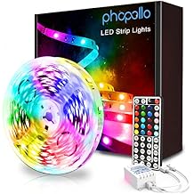 phopollo Led Strip Lights Color Changing 16.4ft Flexible 5050 RGB Led Lights Kit with Power Supply and 44 Keys Remote