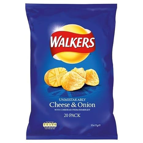 Crisps Walkers Cheese & Onion 4X20X25G