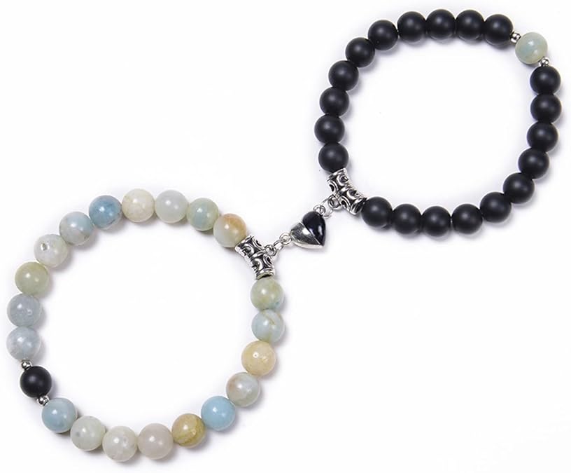 Magnetic Couple Bracelets Relationship Distance Bracelet Heart Energy Stone Beads Gemstone Beaded Agate Bracelet Matching Bracelets For Couples Friendship Best Friend Boyfriend And Girlfriend