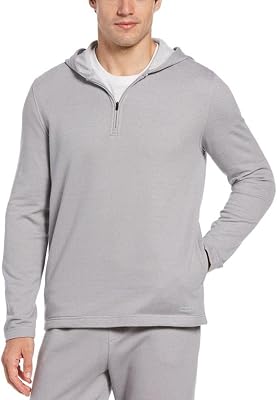 Perry Ellis Portfolio Mens Heathered Knit Hoodie Sleet Heather, Large
